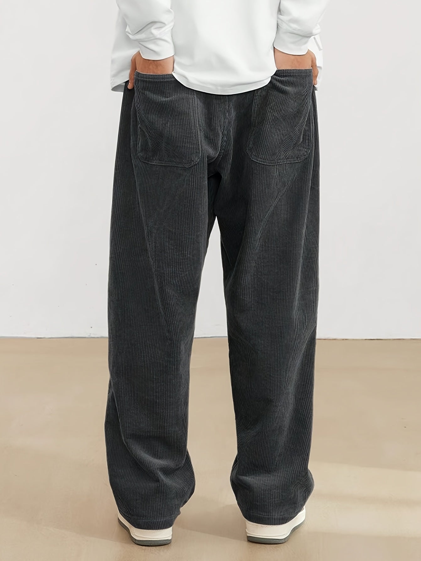 Corduroy Wijde Heren Broek Met Zakken - Zandri