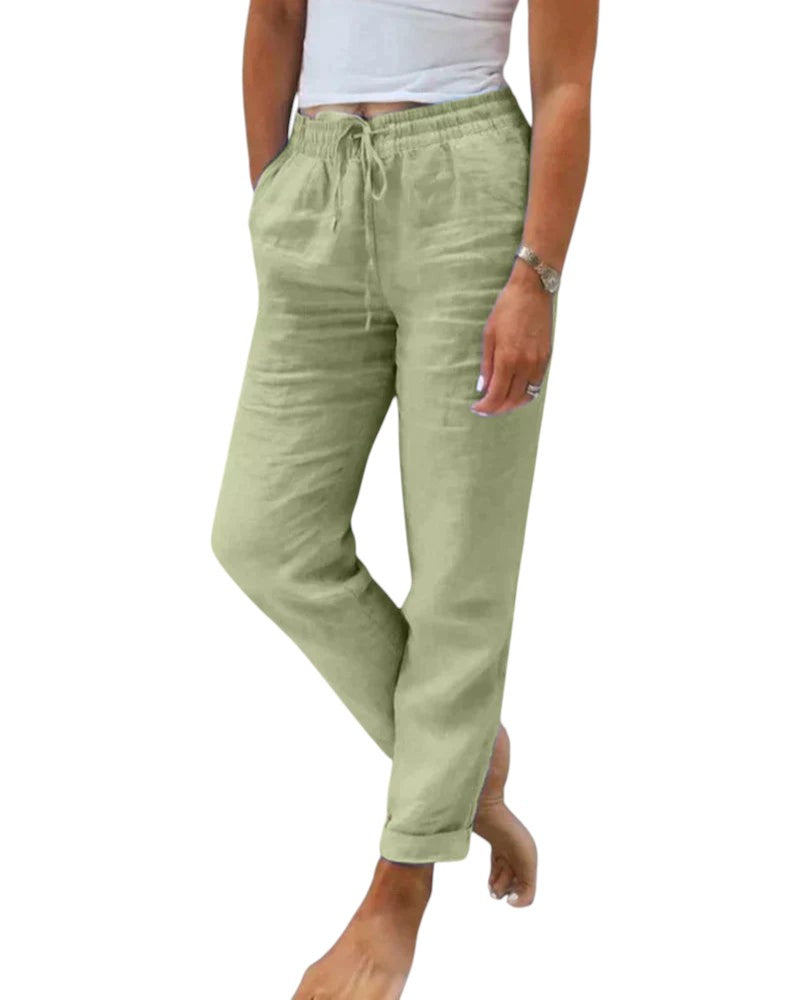 Linnen Zomer Blouse In Effen Kleuren Dames