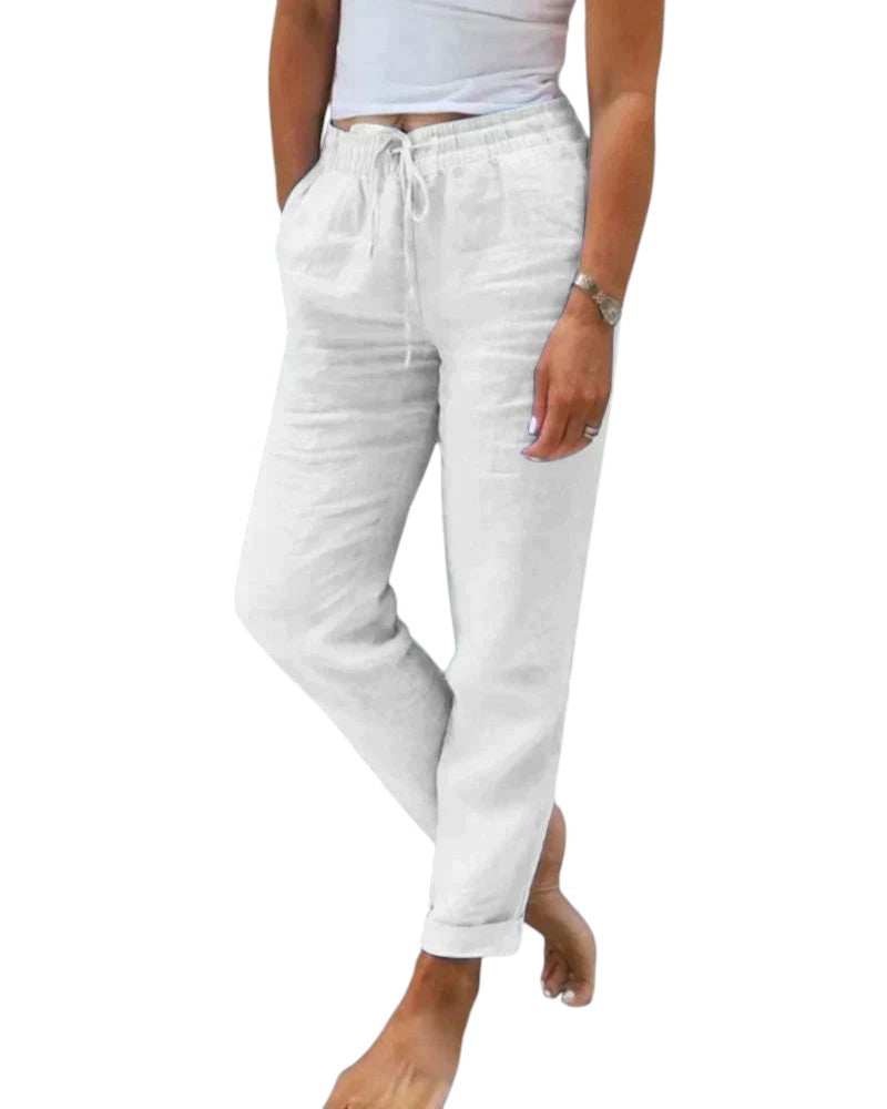Linnen Zomer Blouse In Effen Kleuren Dames