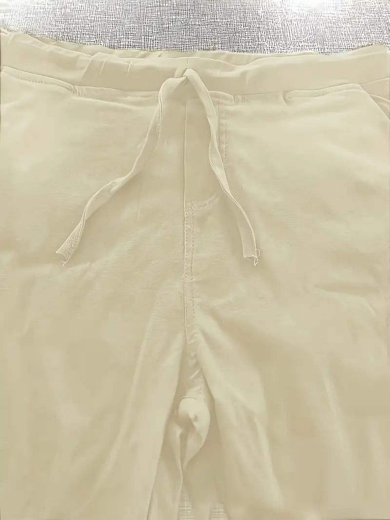 Rekbare Casual Damesbroek – Hoge Taille, Trekkoord & Zakken