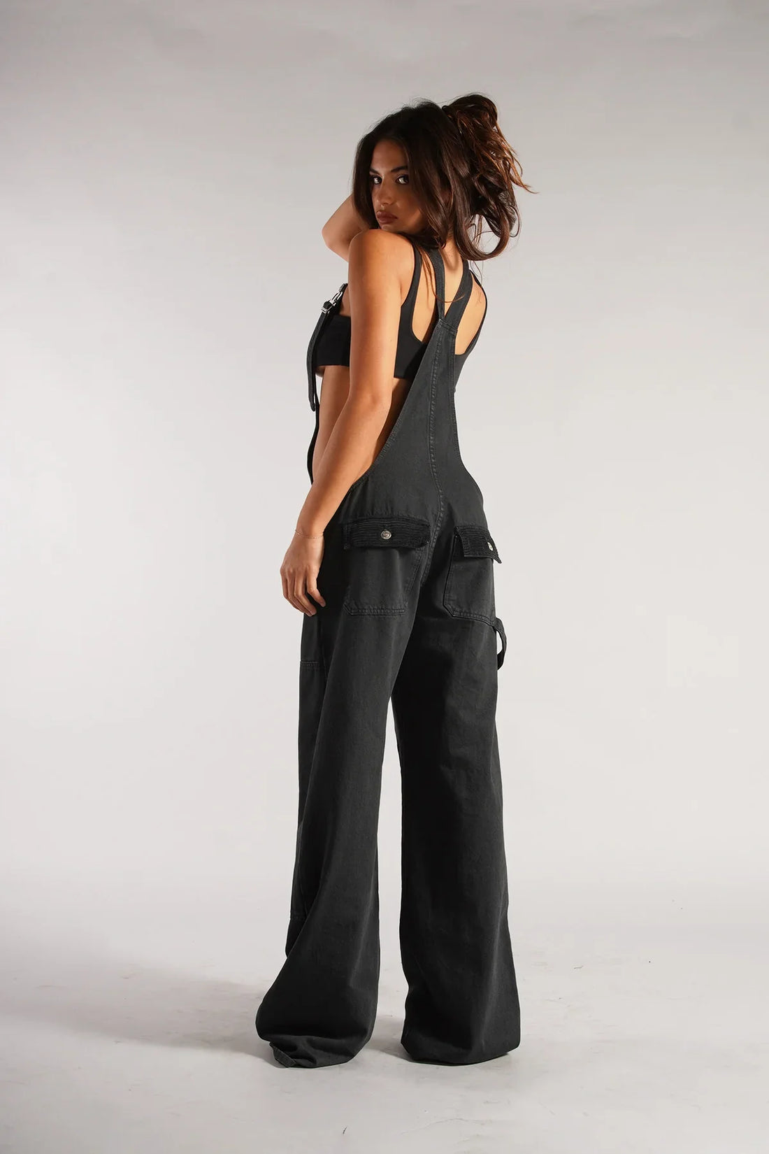 Mouwloze Denim Jumpsuit Met Wijde Pijpen