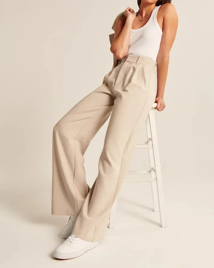 Elegante Pantalon Broek Met Hoge Taille Dames