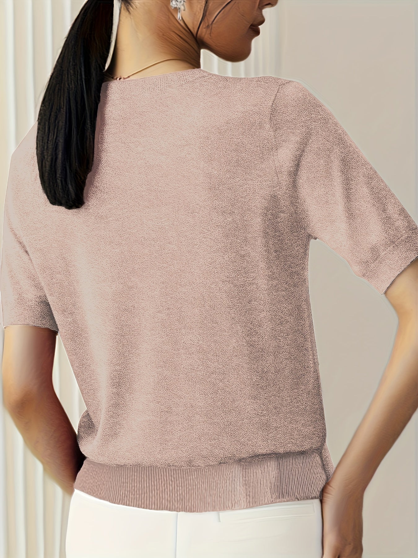 Casual Gebreid Shirt Met Korte Mouwen