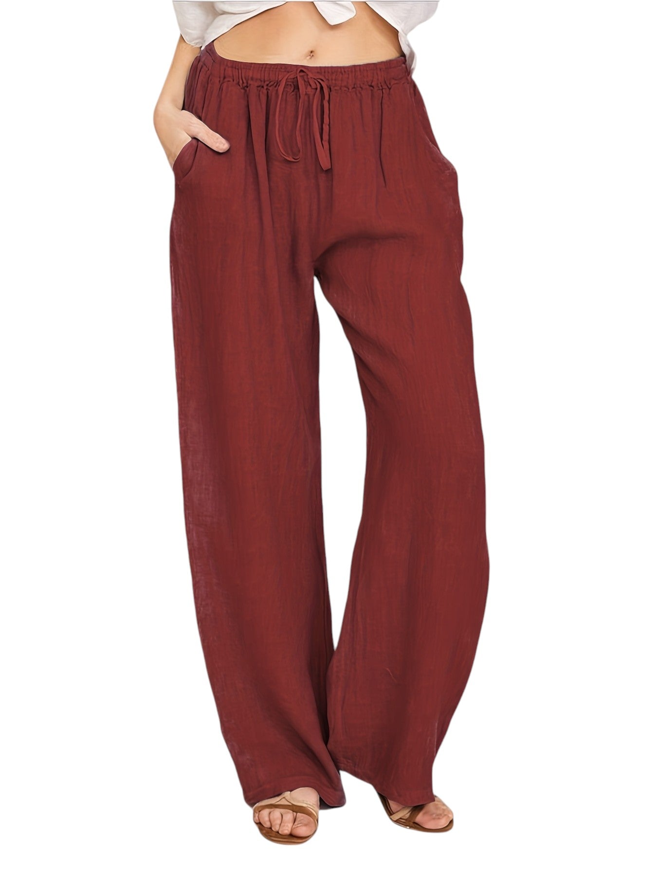 Wijde Dames Broek Met Hoge Taille
