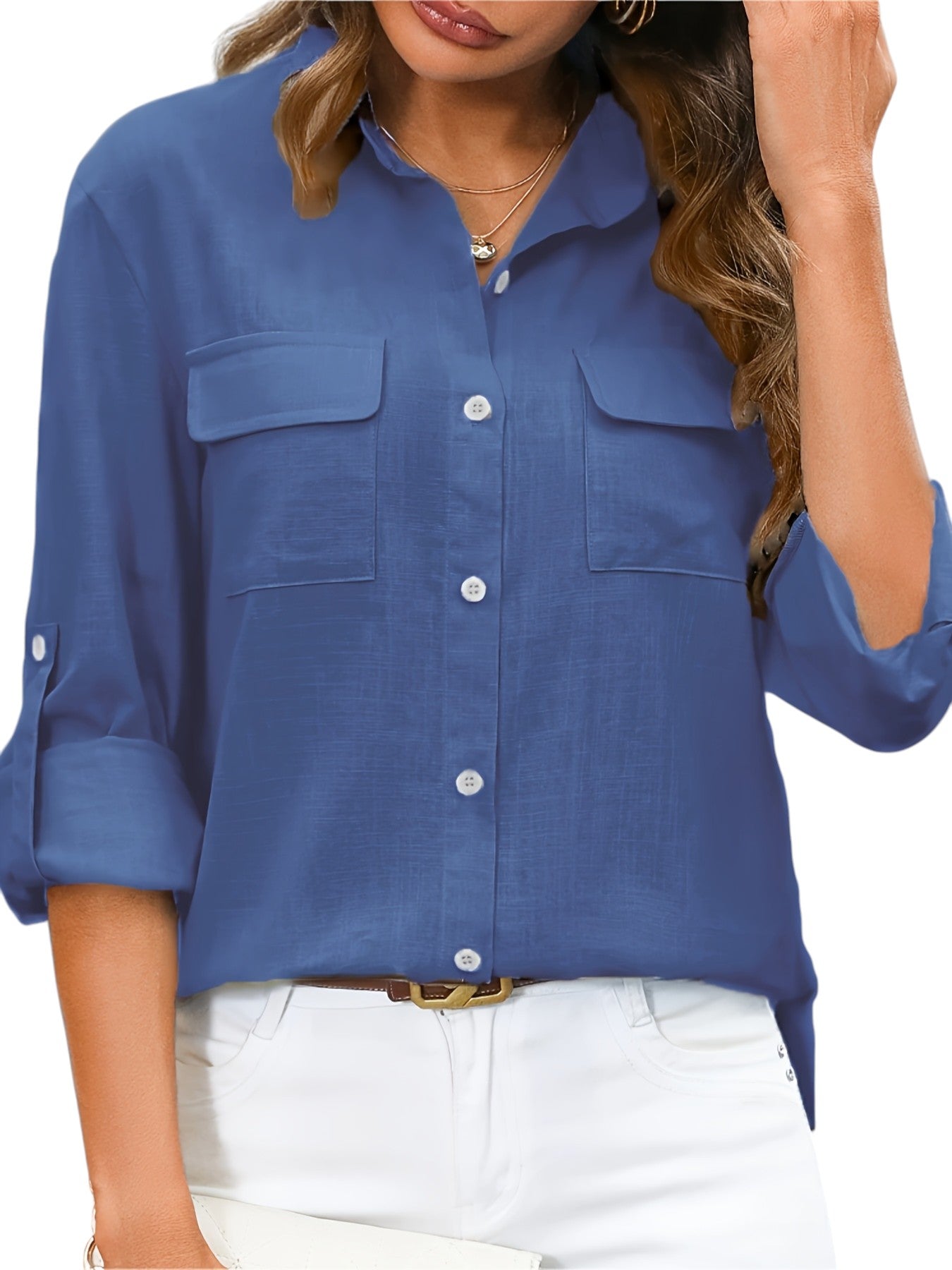 Linnen Dames Blouse In Effen Kleuren