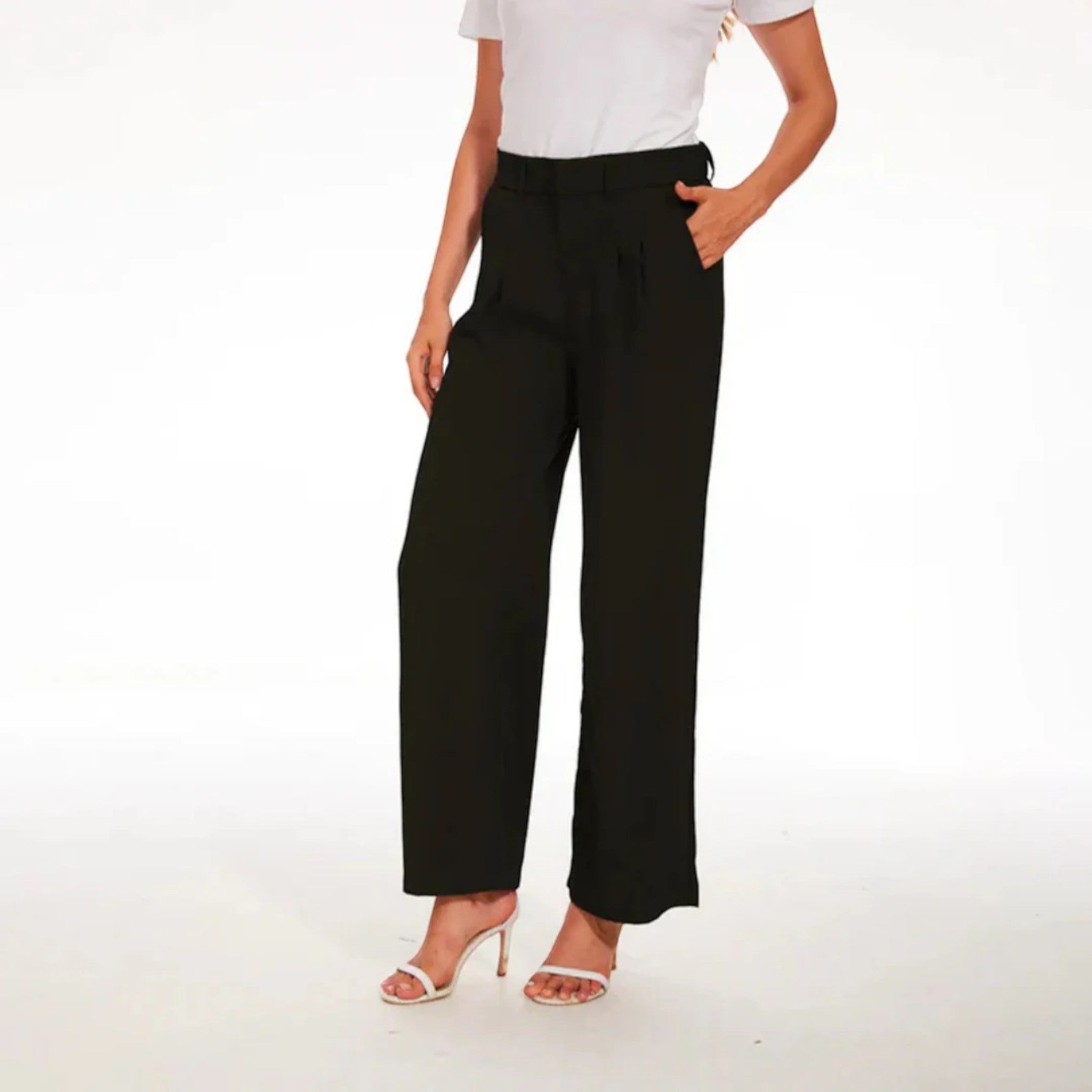 Leona | Casual Broek Met Wijde Pijpen | Hoge Taille