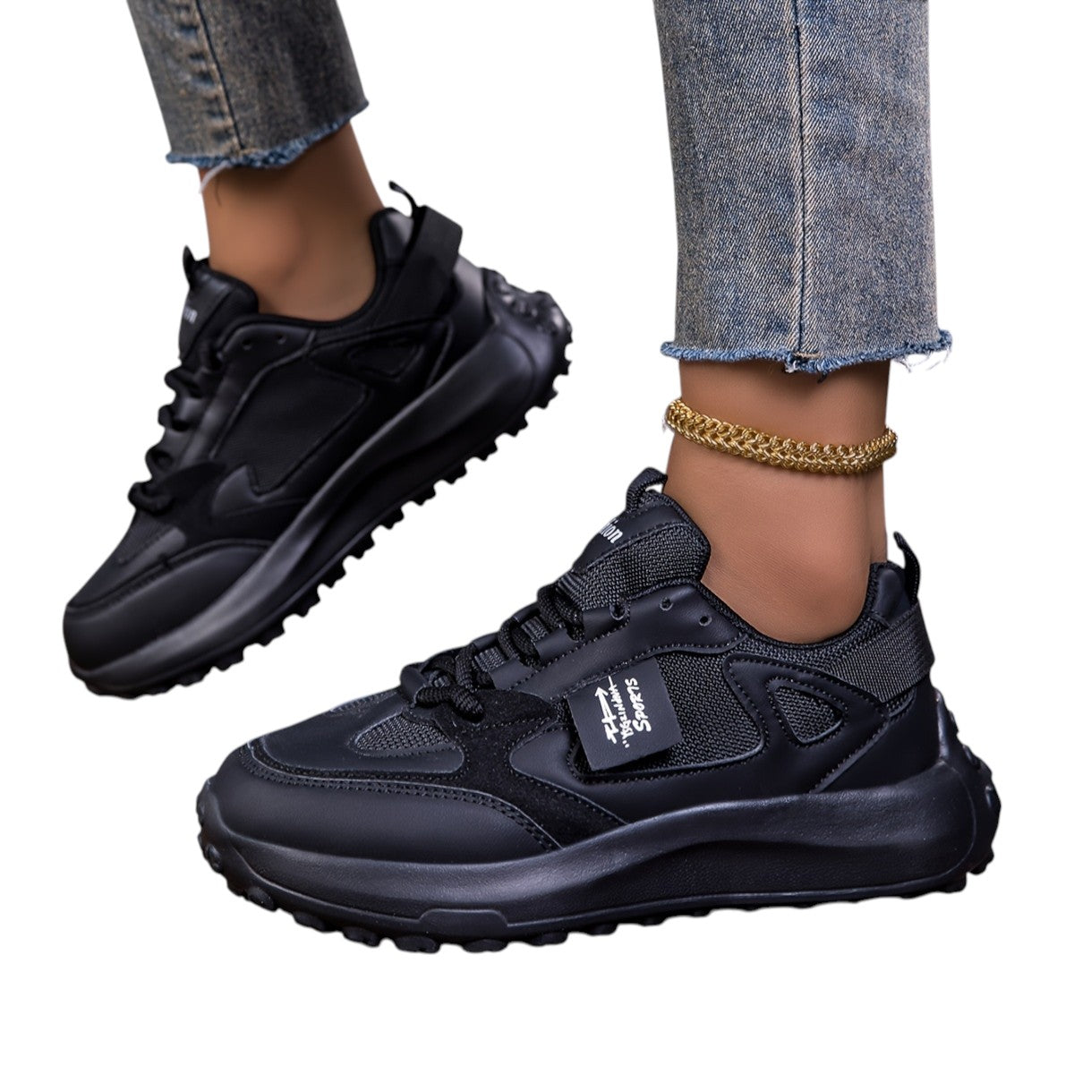 Casual Dames Sneakers Met Hoge Zool