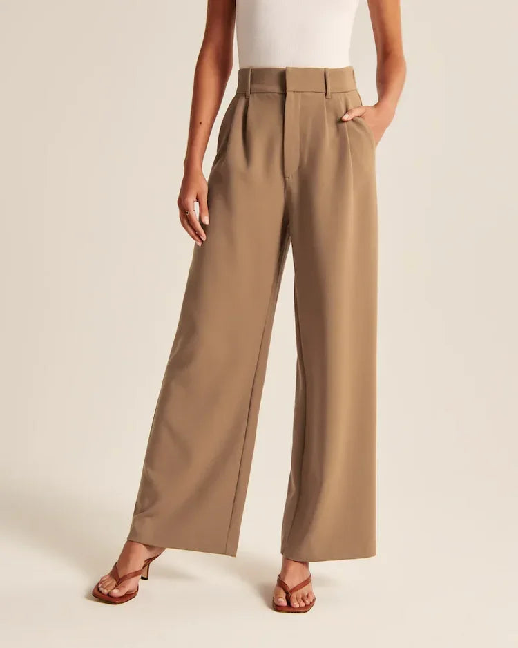 Elegante Pantalon Broek Met Hoge Taille Dames