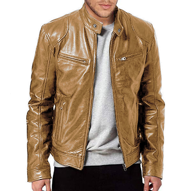 Zwarte Leren Slim Fit Jas Voor Heren - Steve