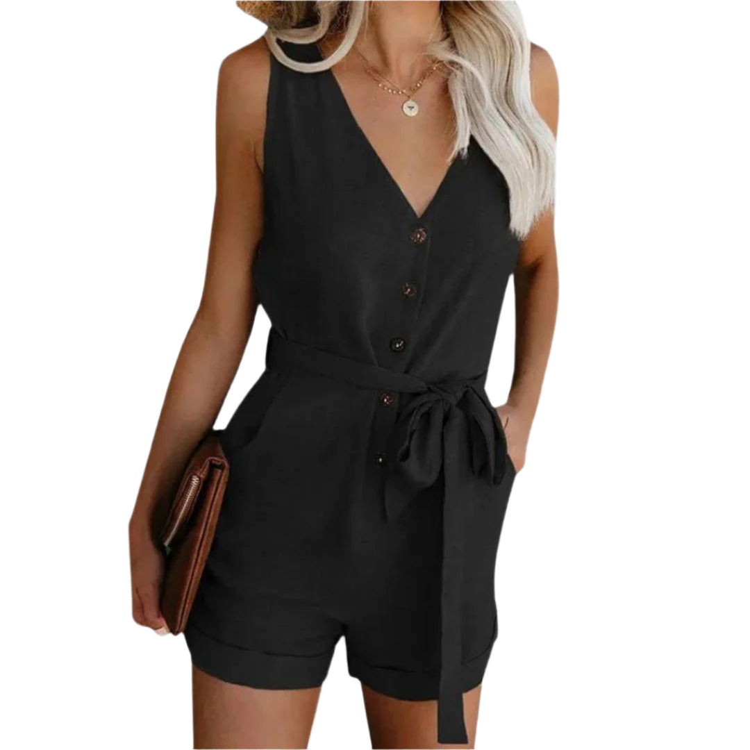Myka - Korte Dames Jumpsuit Met V-hals