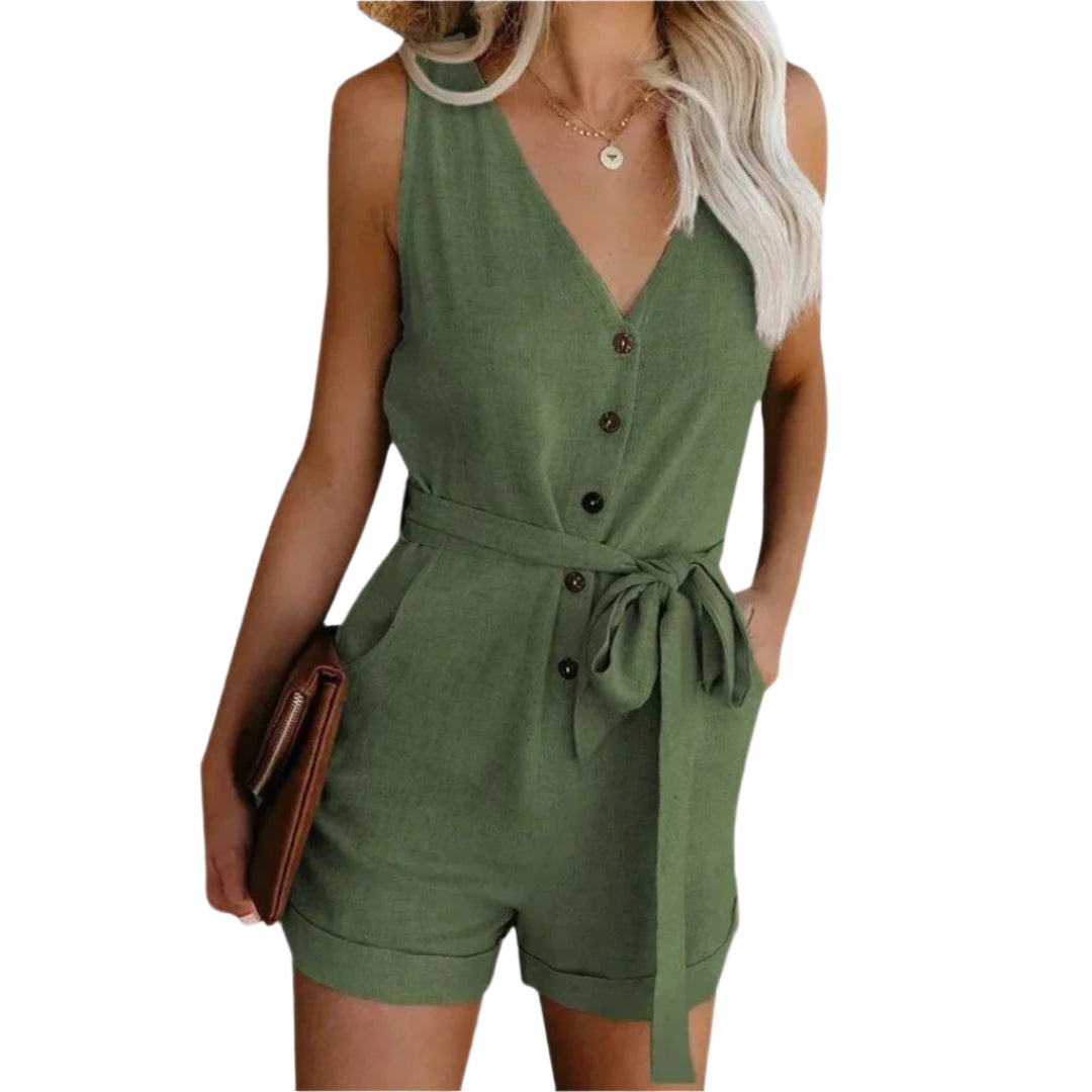 Myka - Korte Dames Jumpsuit Met V-hals