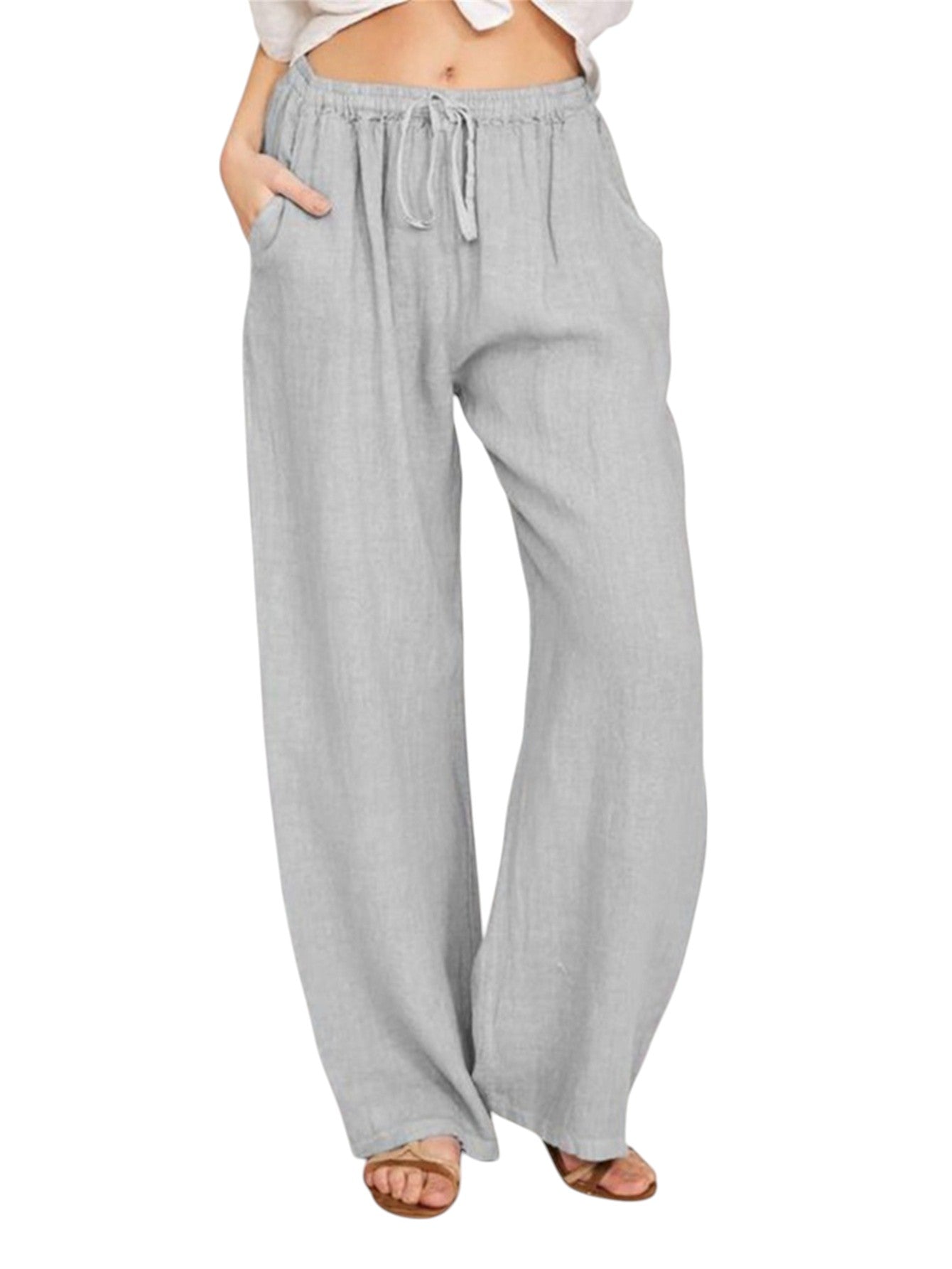 Wijde Dames Broek Met Hoge Taille