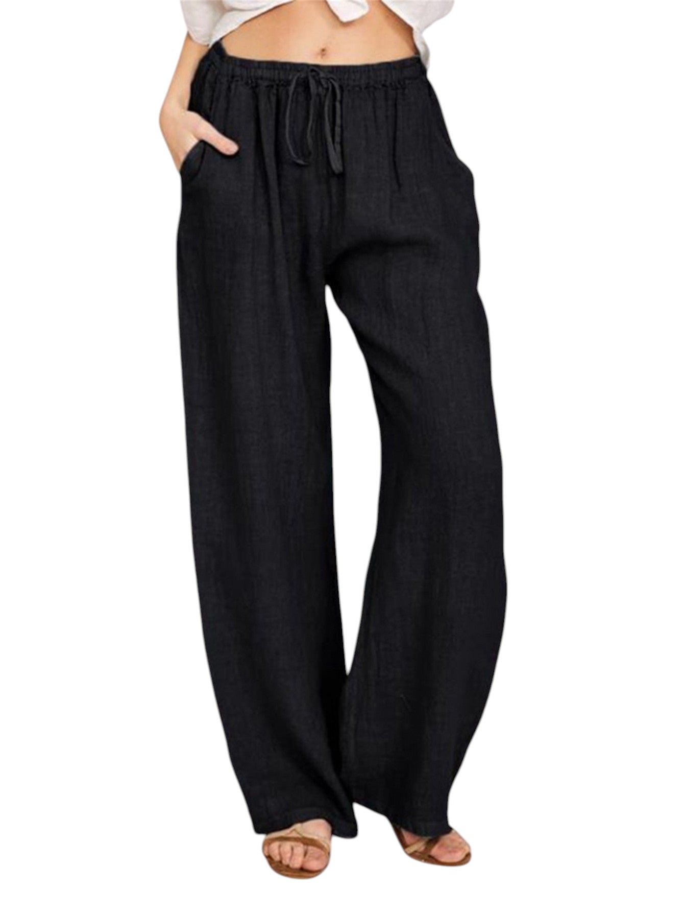 Wijde Dames Broek Met Hoge Taille