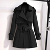 Manoa - Slim Korte Trenchcoat Dames lange jas damesjas met knopen riem 