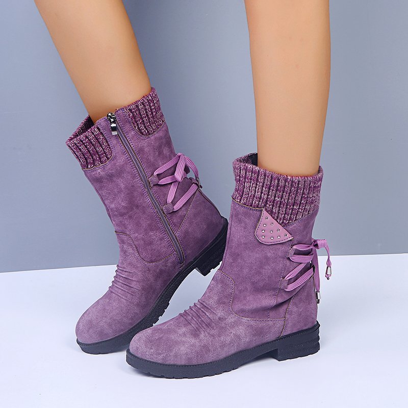 Modieuze Suede Laarzen Met Rits Voor Dames - Ava
