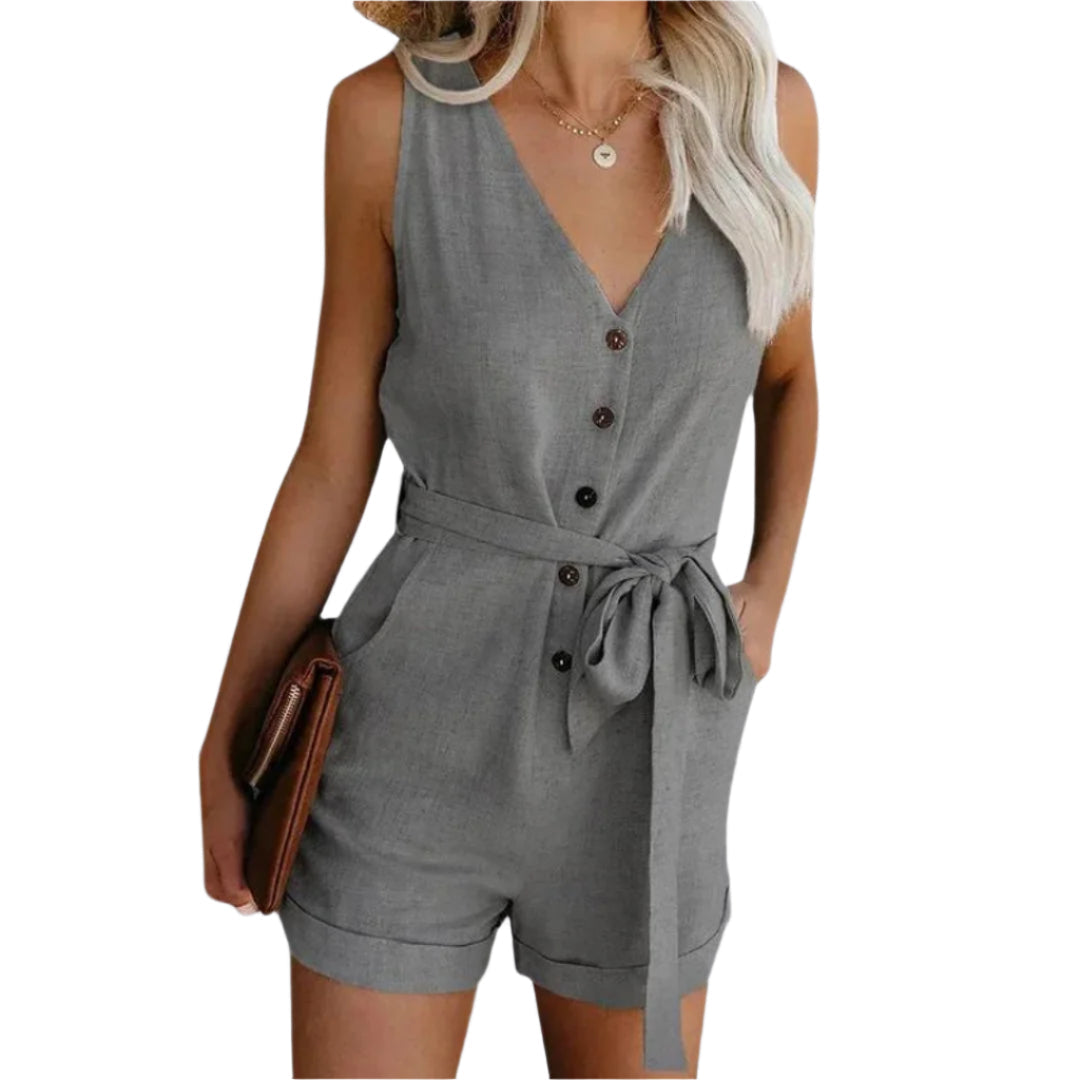 Myka - Korte Dames Jumpsuit Met V-hals