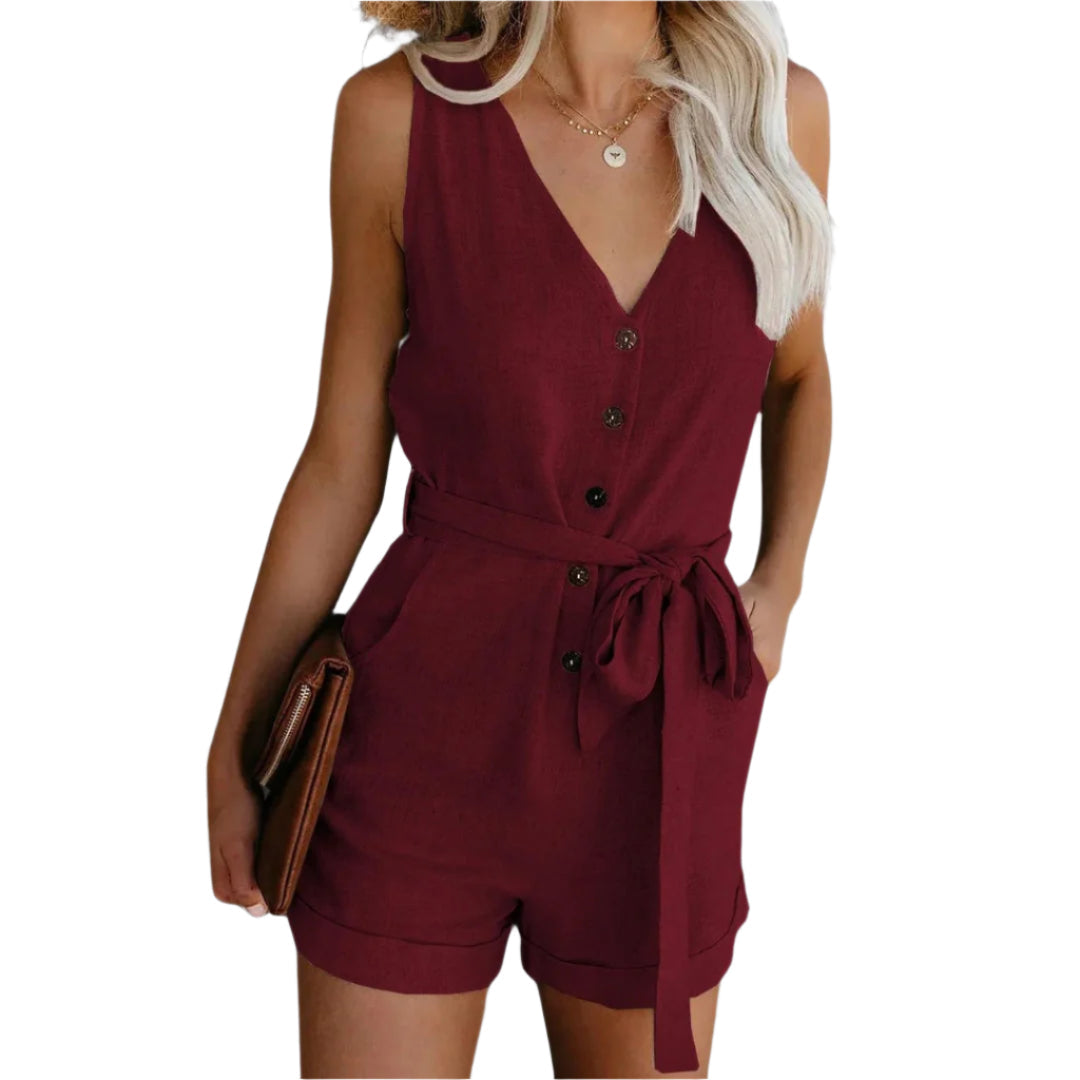 Myka - Korte Dames Jumpsuit Met V-hals