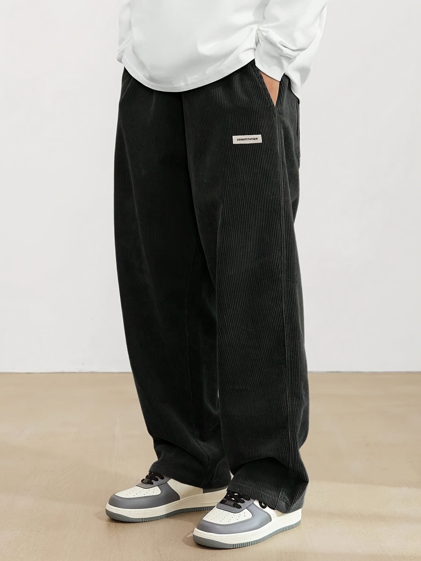 Corduroy Wijde Heren Broek Met Zakken - Zandri