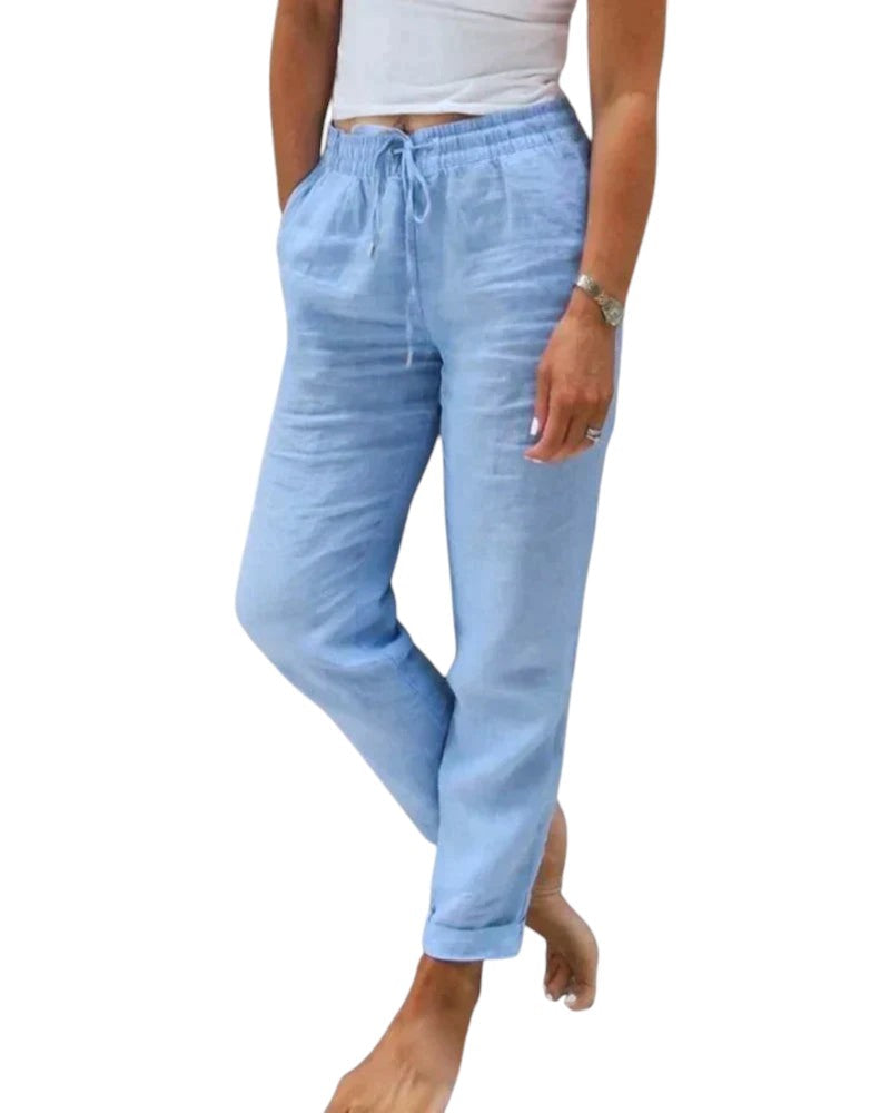 Linnen Zomer Blouse In Effen Kleuren Dames