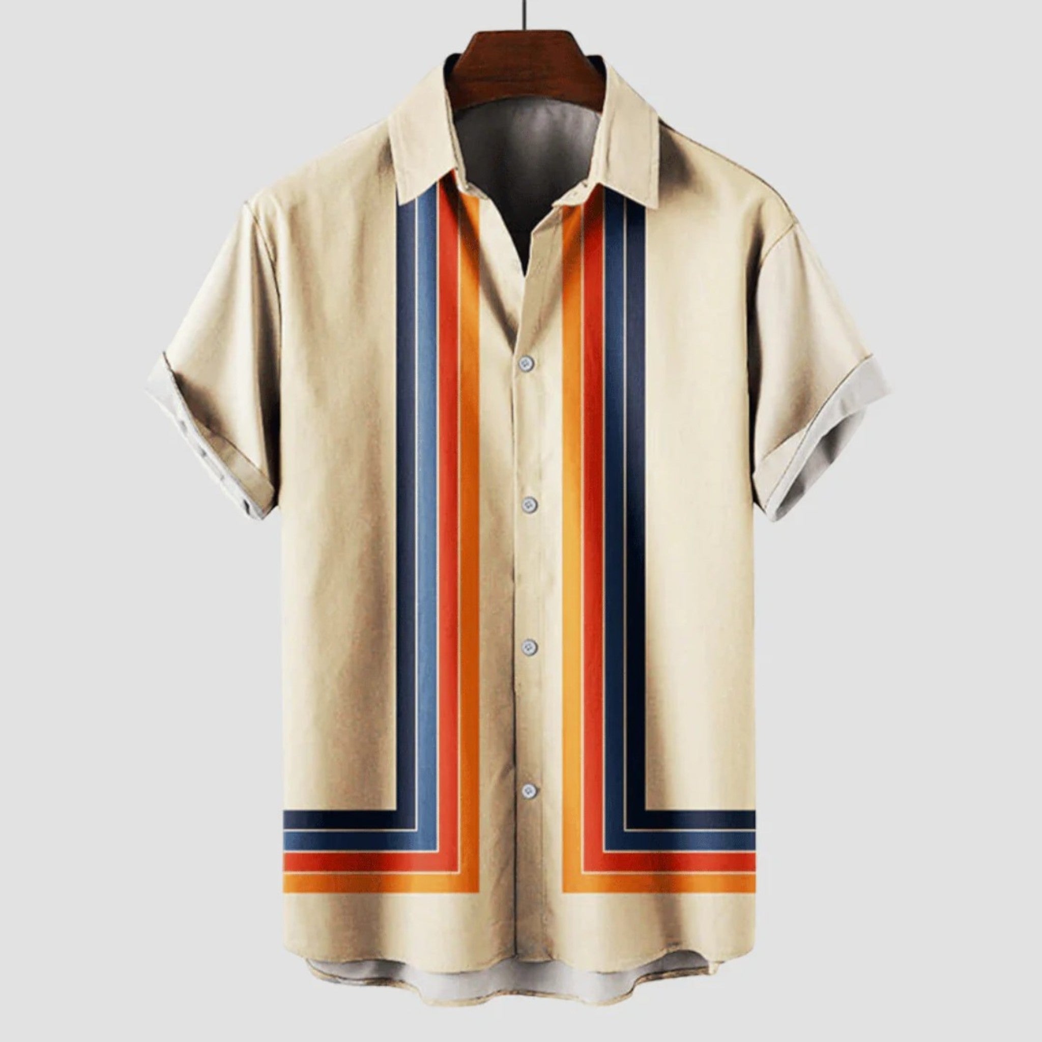 Jonathan | Retro Gestreept Overhemd Voor Heren | Korte Mouwen