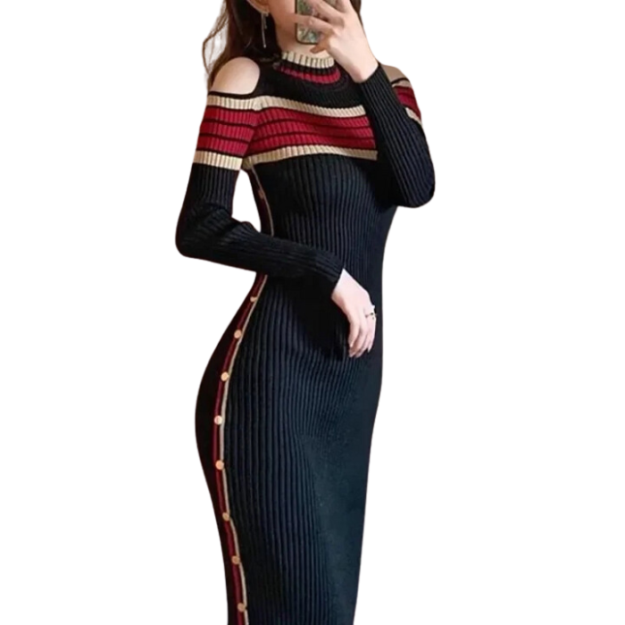 Valeria - Ribgebreide Bodycon Jurk Maxi