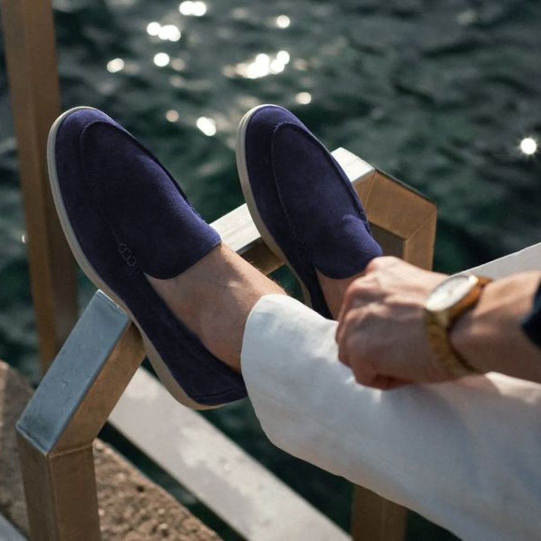 Half Leren Suède Loafers - George