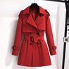 Manoa - Slim Korte Trenchcoat Dames lange jas damesjas met knopen riem 