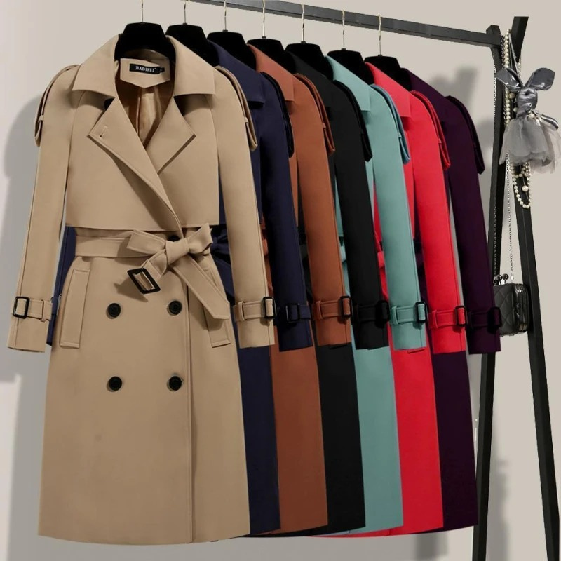 Analea - Luxury Trenchcoat Lang Dames met knopen en riem luxe comforrtabel chique