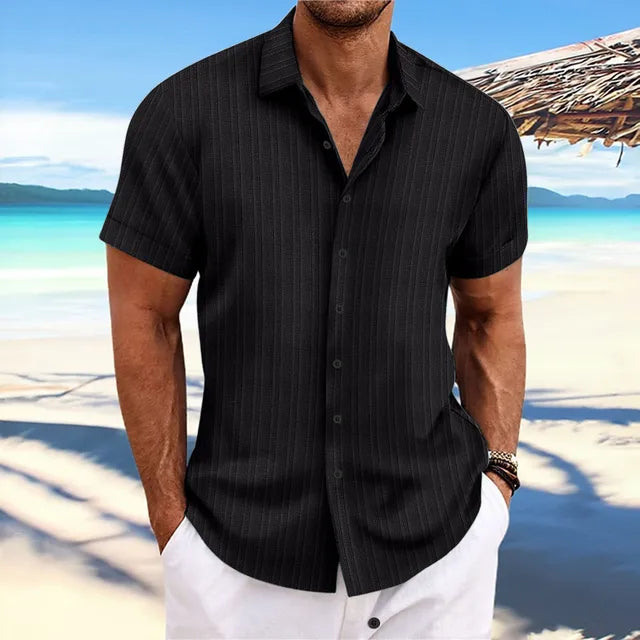 Jason - Linnen Heren Blouse Korte Mouwen
