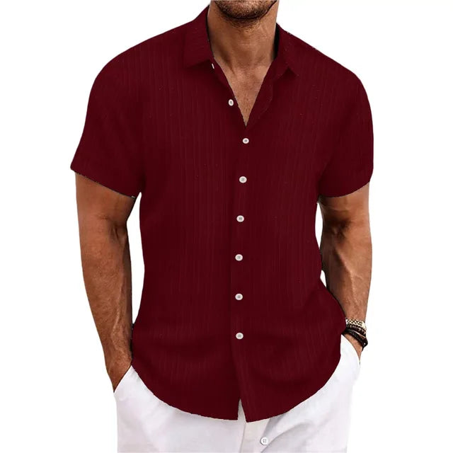 Jason - Linnen Heren Blouse Korte Mouwen