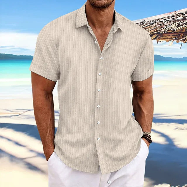 Jason - Linnen Heren Blouse Korte Mouwen