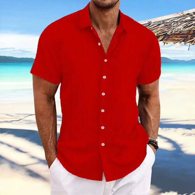 Jason - Linnen Heren Blouse Korte Mouwen