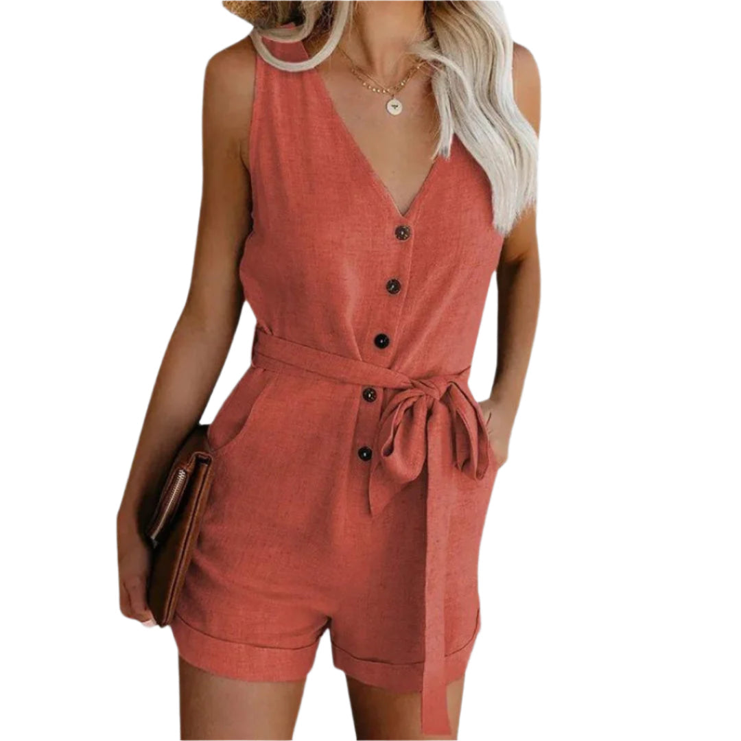 Myka - Korte Dames Jumpsuit Met V-hals