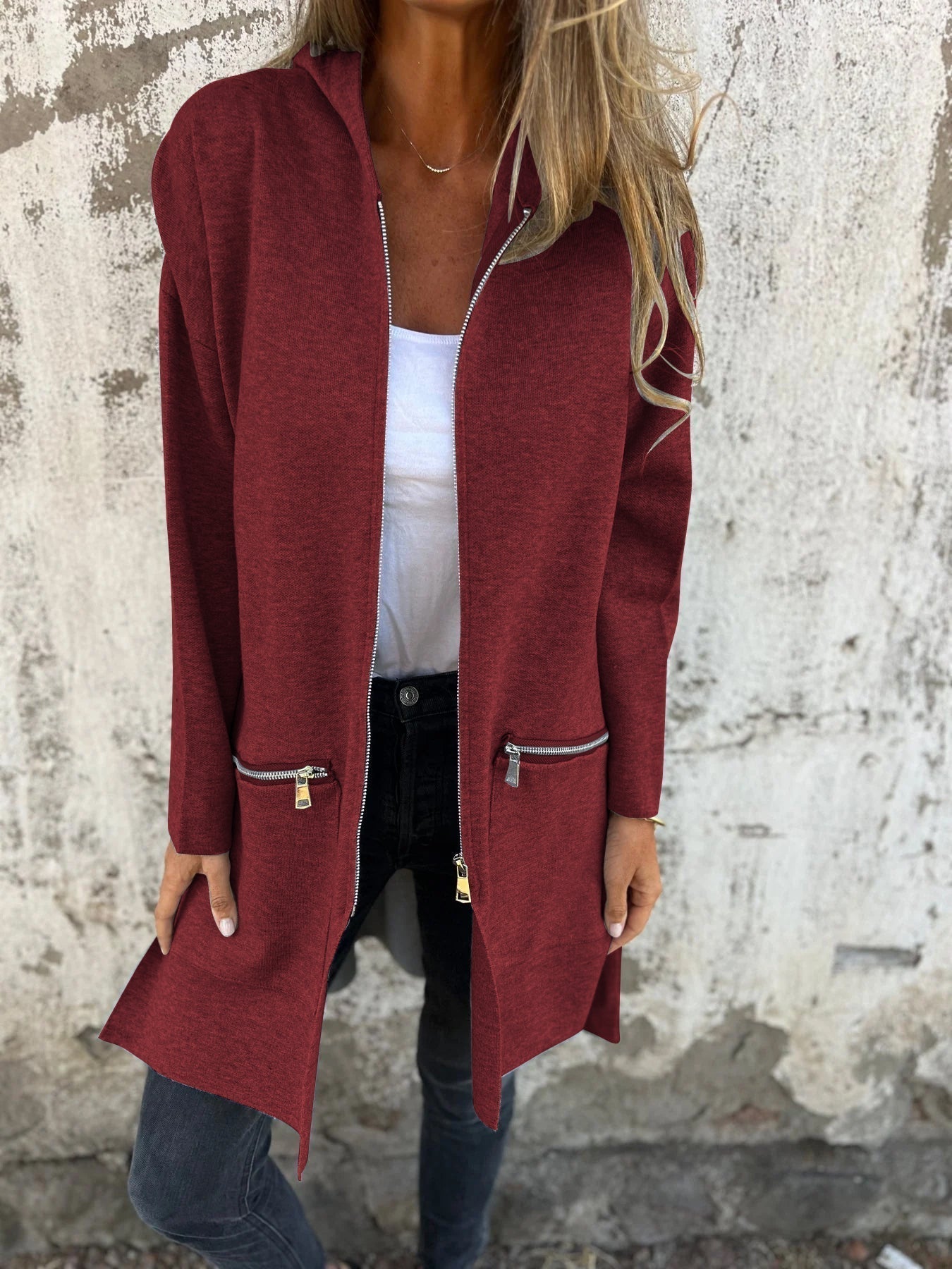 Lang Dames Vest Effen Kleuren - Angelique