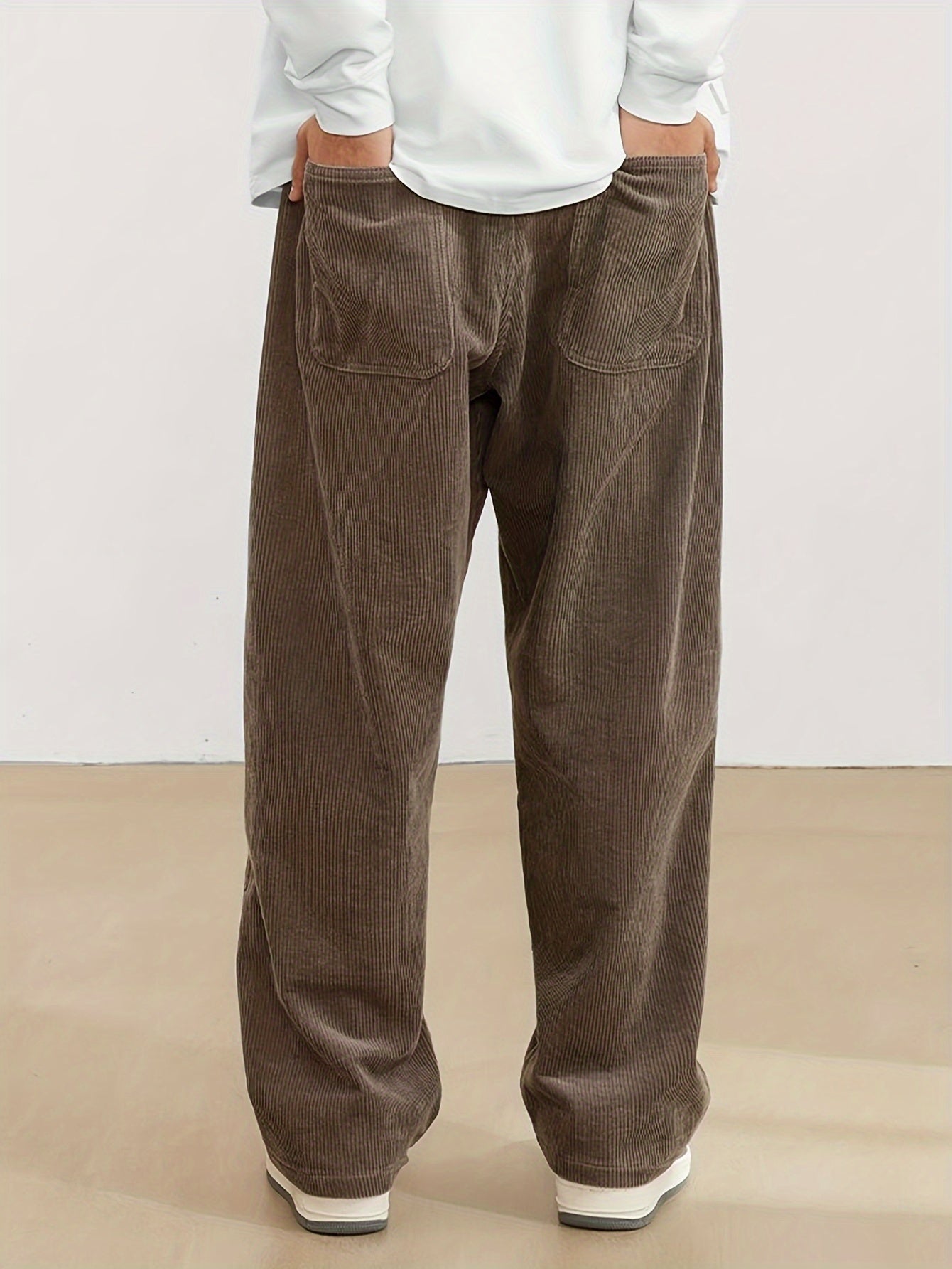 Corduroy Wijde Heren Broek Met Zakken - Zandri