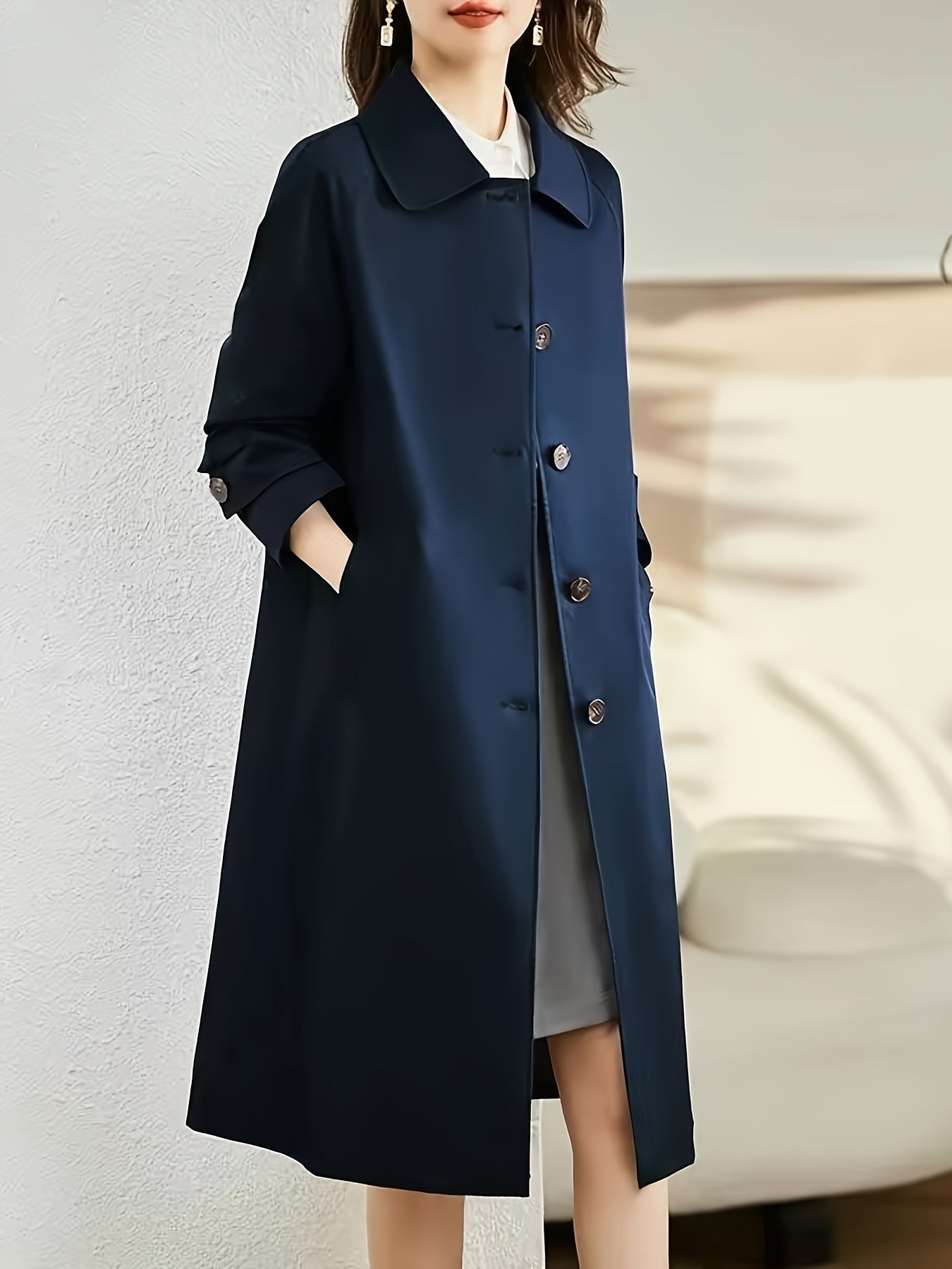 Getailleerde Dames Trenchcoat Blauw