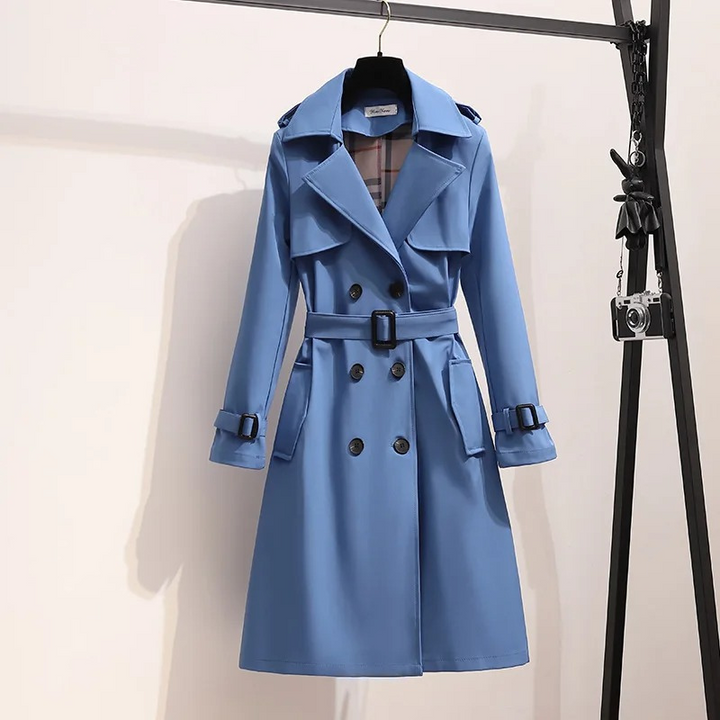 Senna - Elegant Trenchcoat Lang Dames comfortabel chique lang met knopen riem 