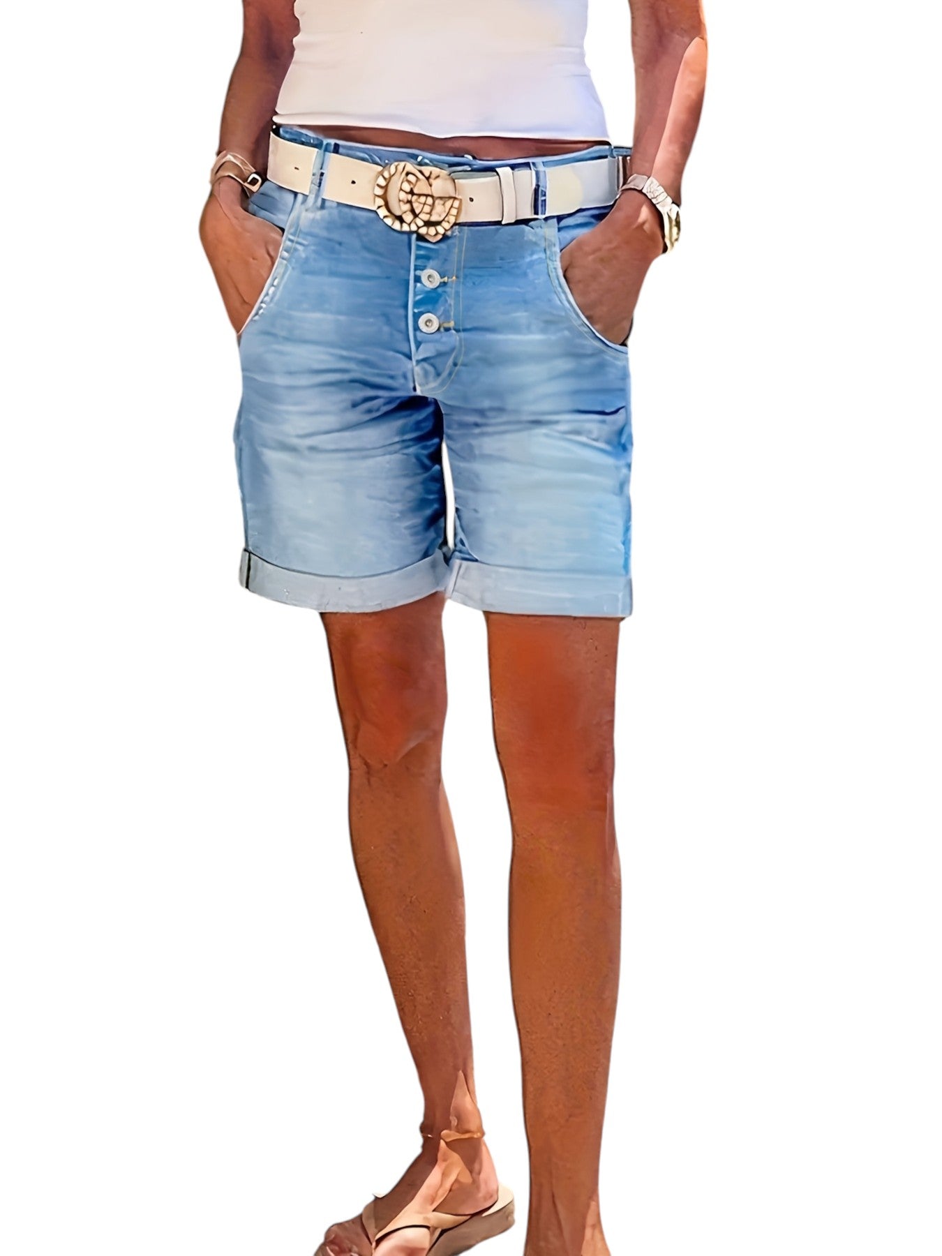 Dames Denim Shorts Met Stretch