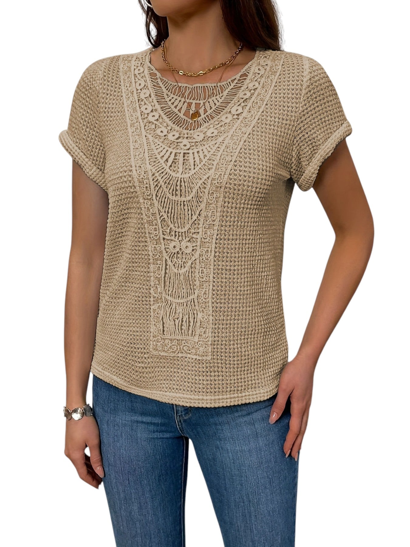 Zomerse Dames Top Met Korte Mouwen