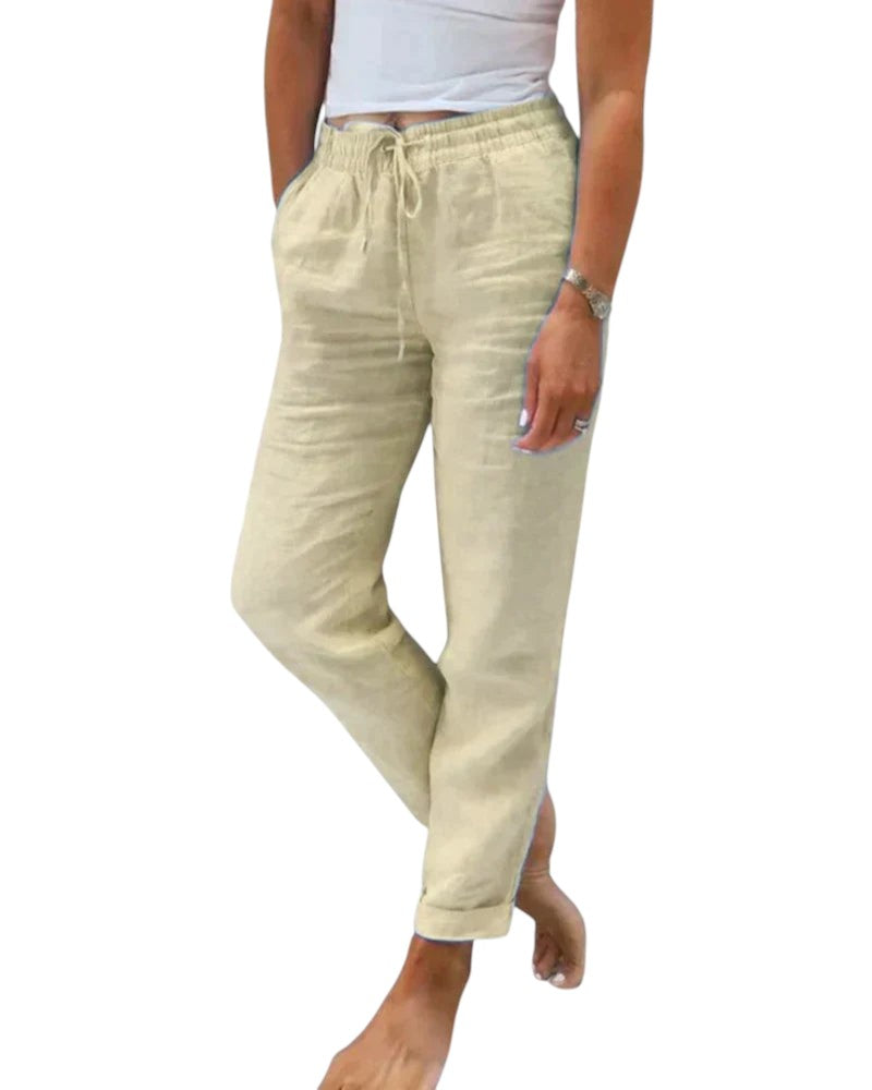 Linnen Zomer Blouse In Effen Kleuren Dames