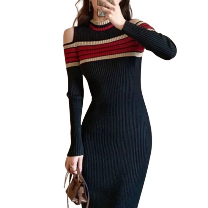 Valeria - Ribgebreide Bodycon Jurk Maxi