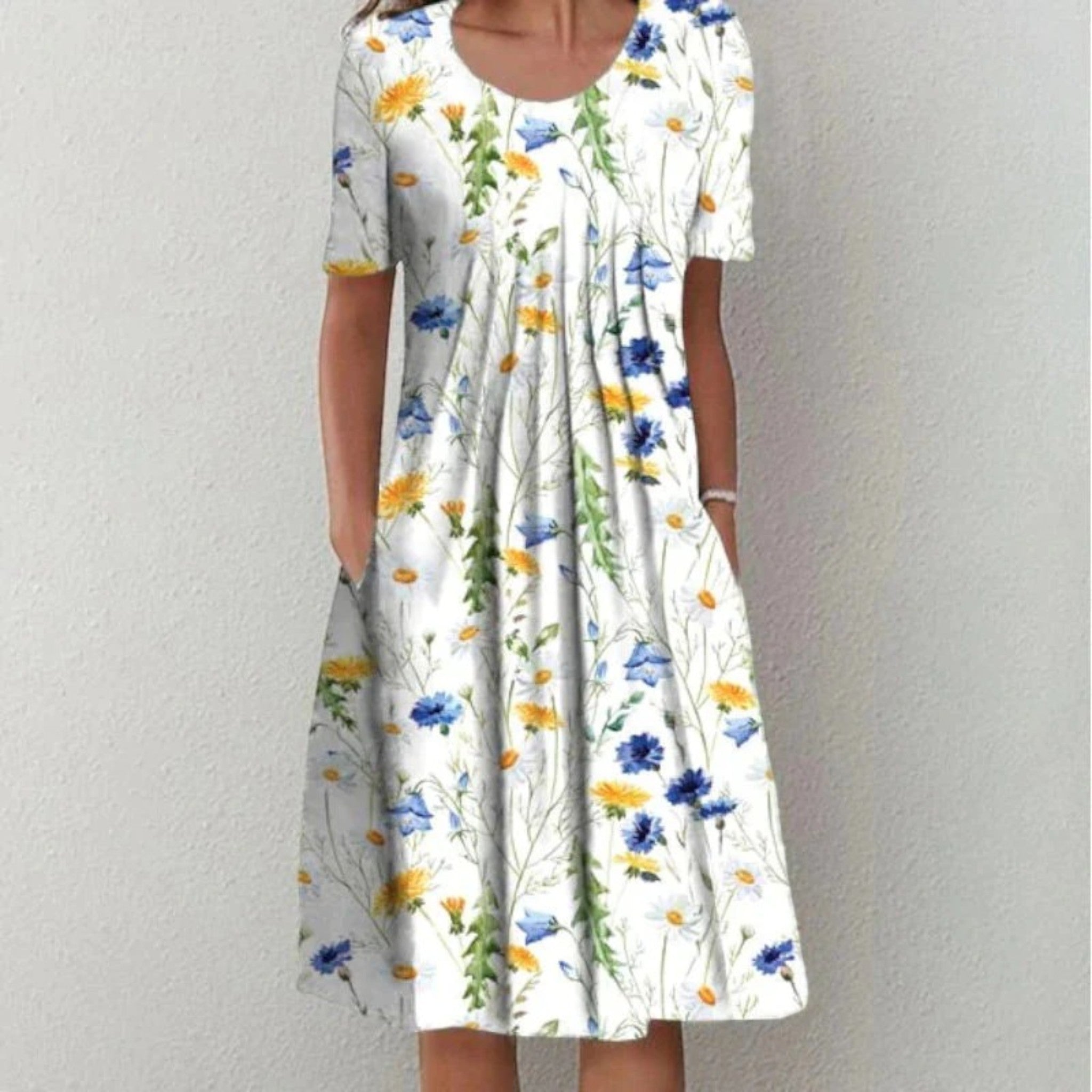 Amanda | Bloemenjurk Met Ronde Hals
