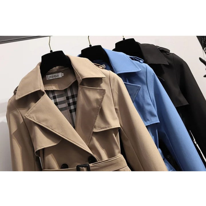 Senna - Elegant Trenchcoat Lang Dames comfortabel chique lang met knopen riem 
