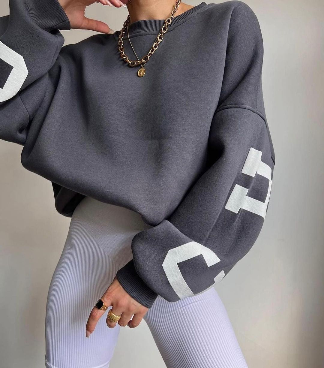 Oversized Sweater Met Ronde Hals