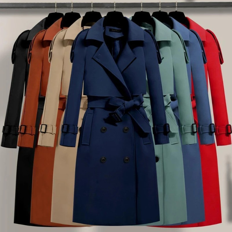 Analea - Luxury Trenchcoat Lang Dames met knopen en riem luxe comforrtabel chique