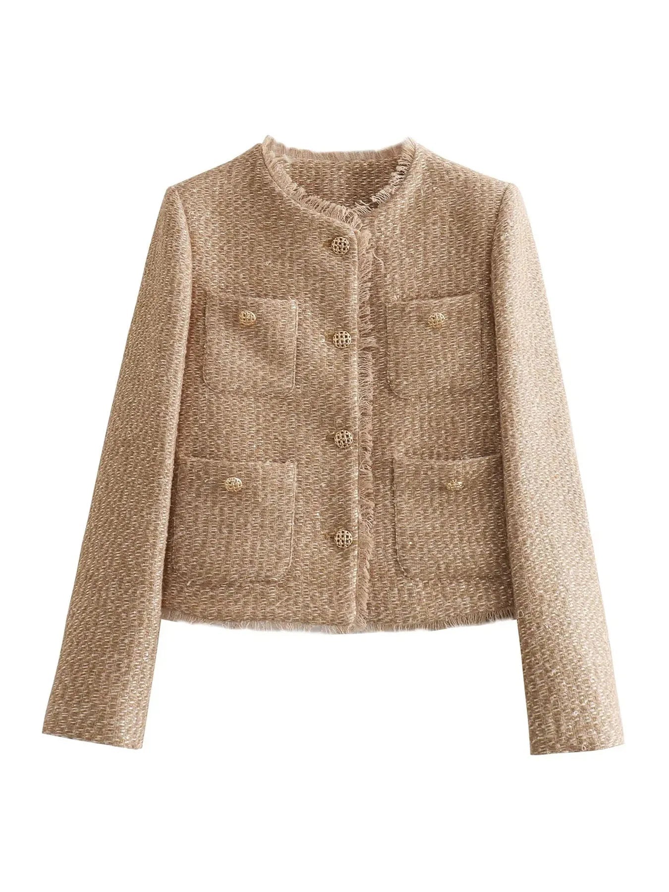 Stijlvol Tweed Jasje Met Knopen