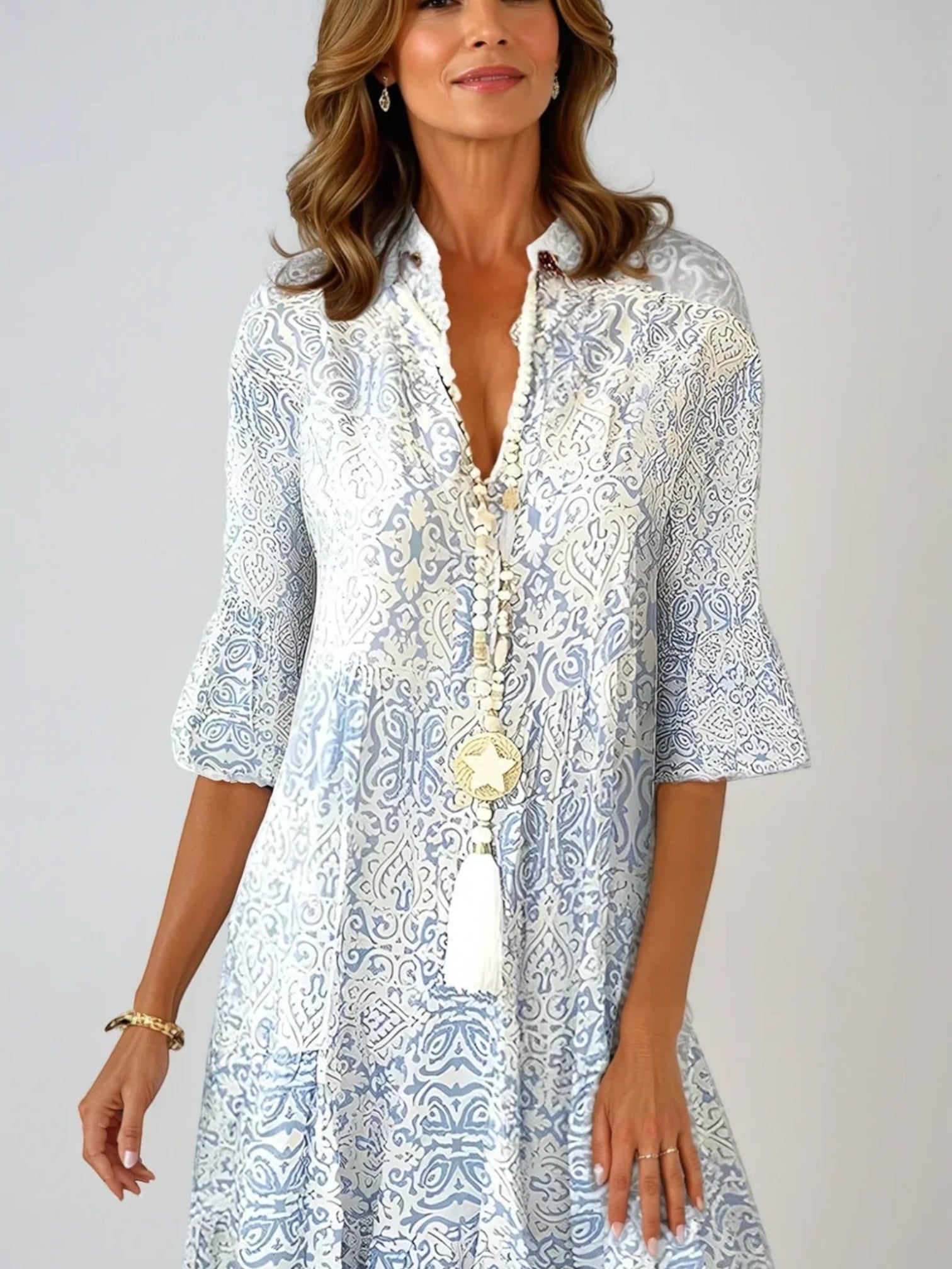 Anouk | Zomerjurk Met Bloemenprint En V-hals