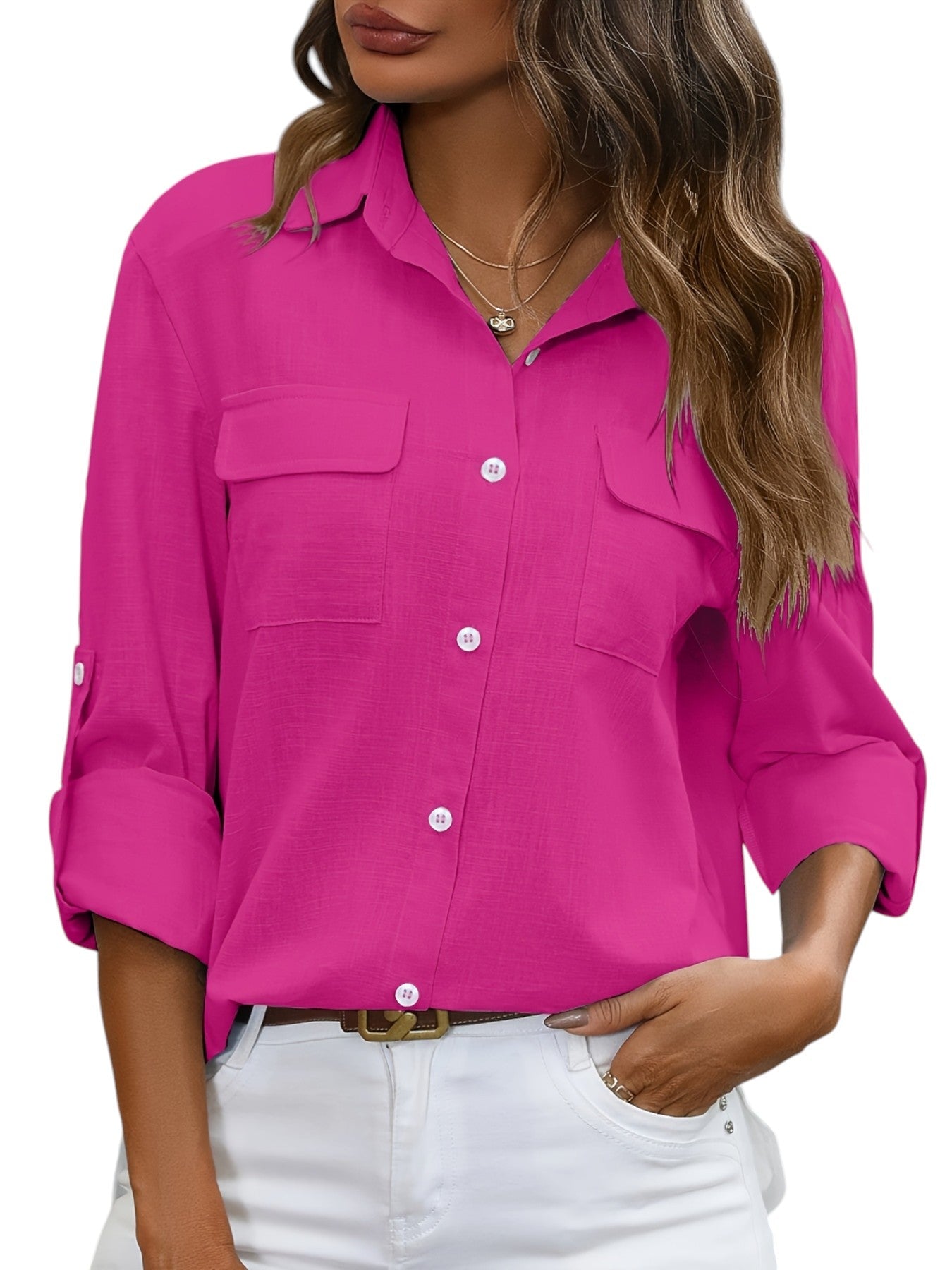 Linnen Dames Blouse In Effen Kleuren