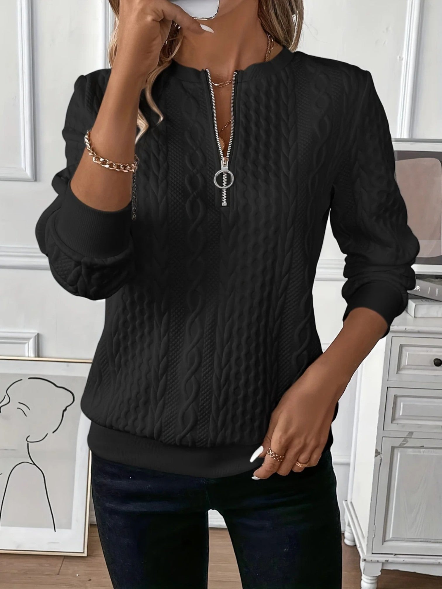 Vera | Dames Sweater Met Halve Rits