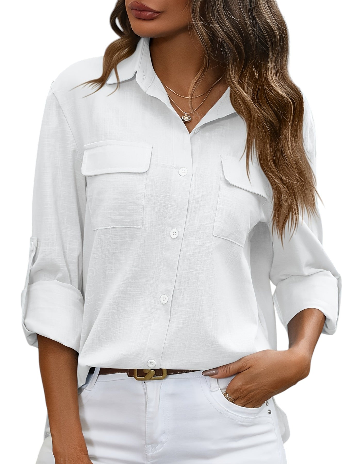 Linnen Dames Blouse In Effen Kleuren